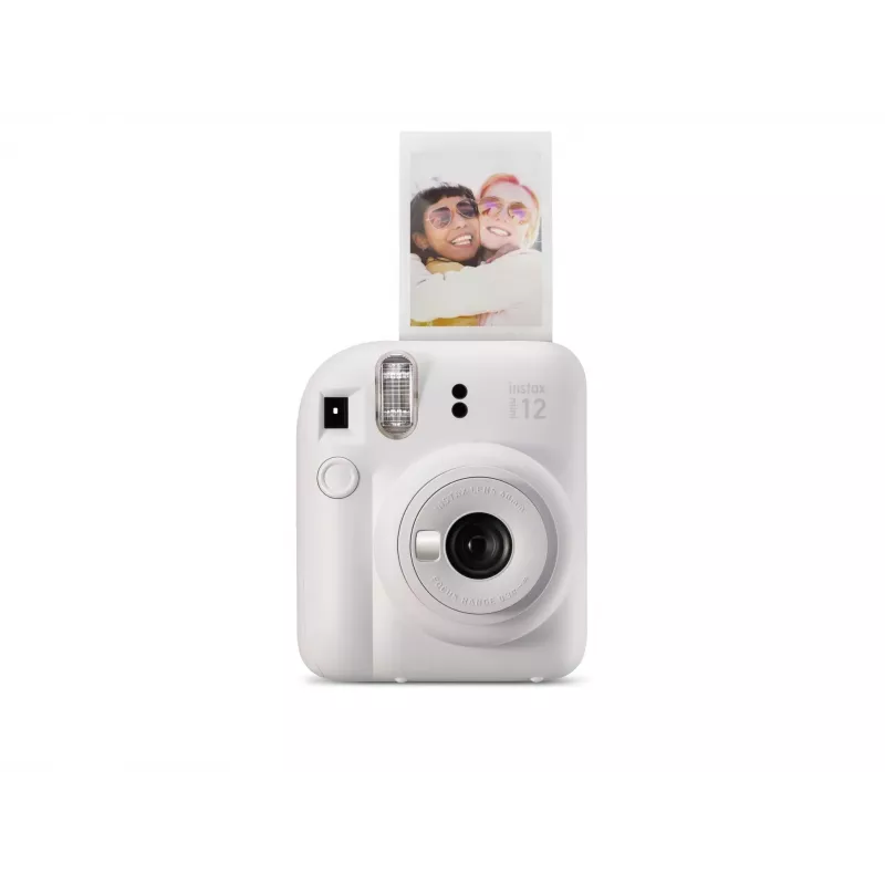 Máquina fotográfica instantânea Fujifilm Instax Mini 12 branca — impressões 86×54 mm, distância focal 60 mm, pilha AA