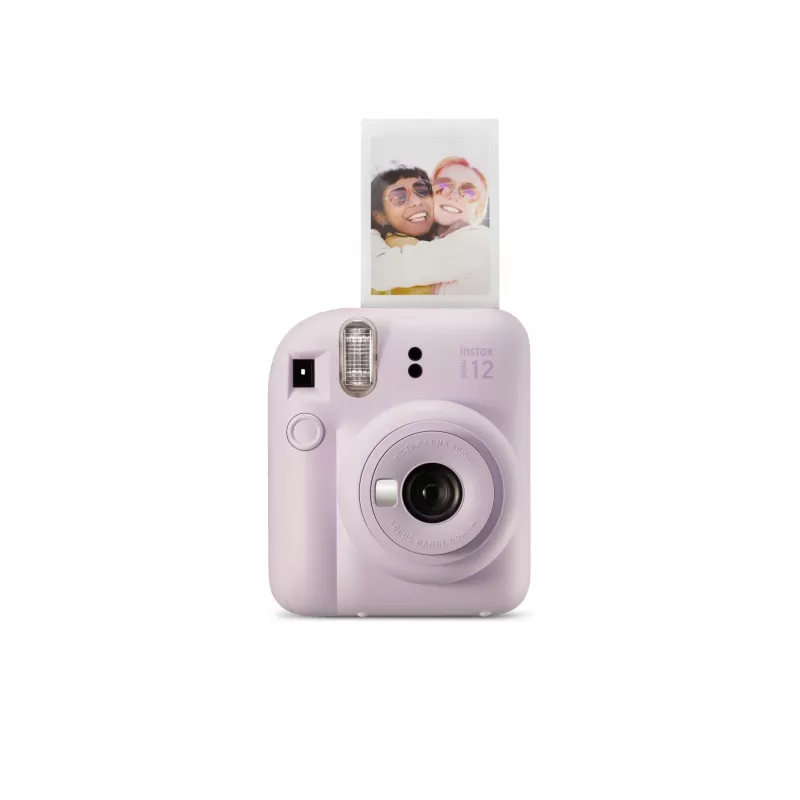 Máquina fotográfica instantânea Fujifilm Instax Mini 12 roxa — imagem 86×54 mm, filme 62×46 mm, distância focal 60 mm