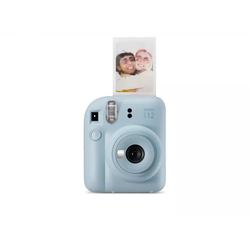 Máquina fotográfica instantânea Fujifilm Instax Mini 12 azul — impressões 86 x 54 mm, distância focal 60 mm, obturador eletrónico