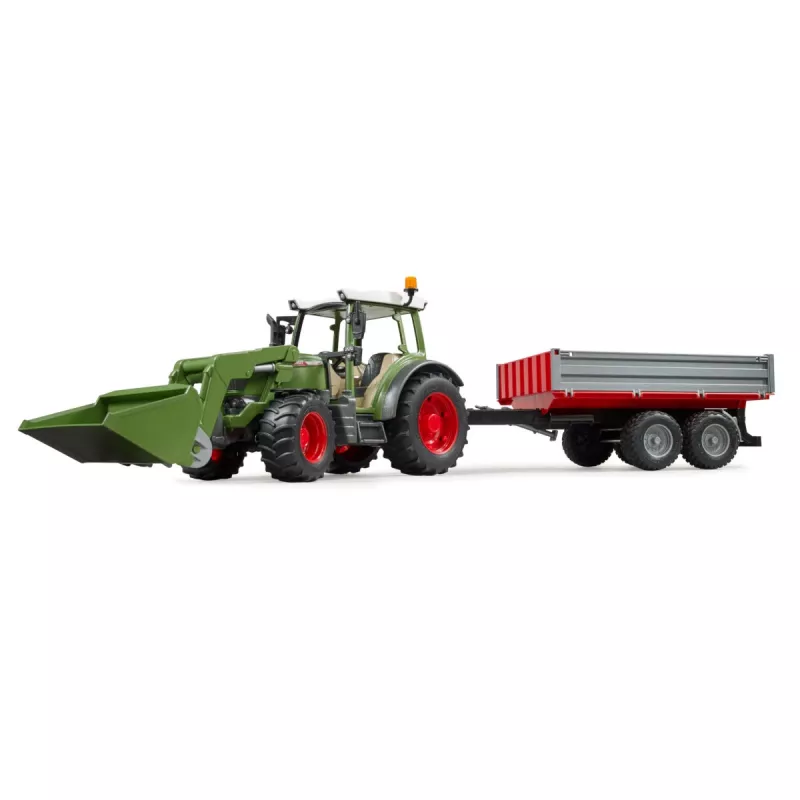 Trator de brincar BRUDER Fendt Vario 211 com carregador frontal e atrelado lateral
