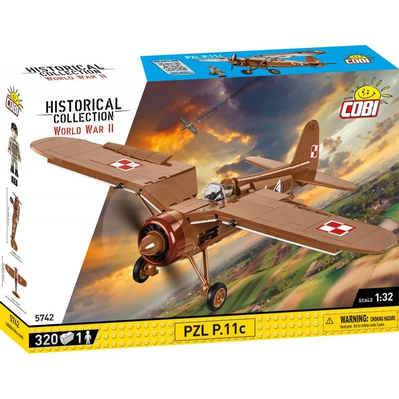 Conjunto de construção COBI PZL P.11c 320 peças Segunda Guerra Mundial