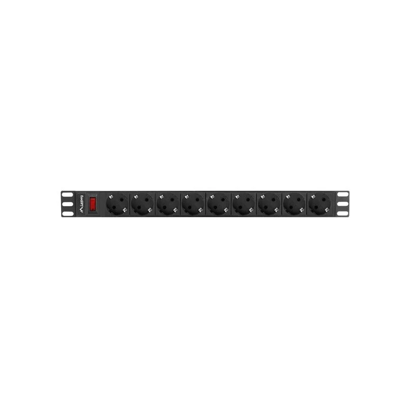 Lanberg PDU-09F-0300-BK PDU de rack 1U, 9x Schuko, 16 A, 3 m, preto