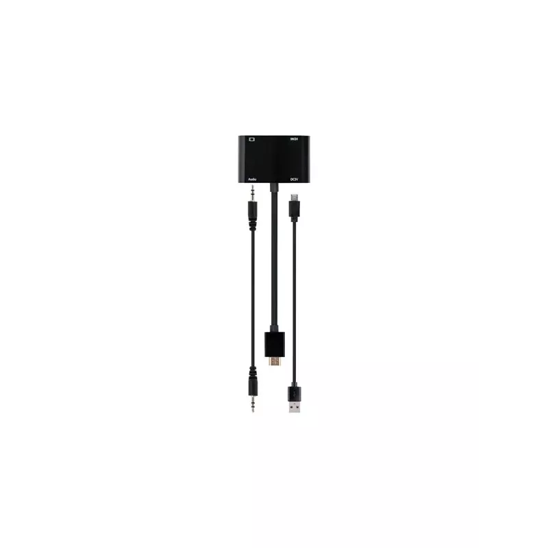 Gembird A-HDMIM-HDMIFVGAF-01 adaptador HDMI macho para HDMI fêmea + VGA fêmea com áudio e porta de alimentação