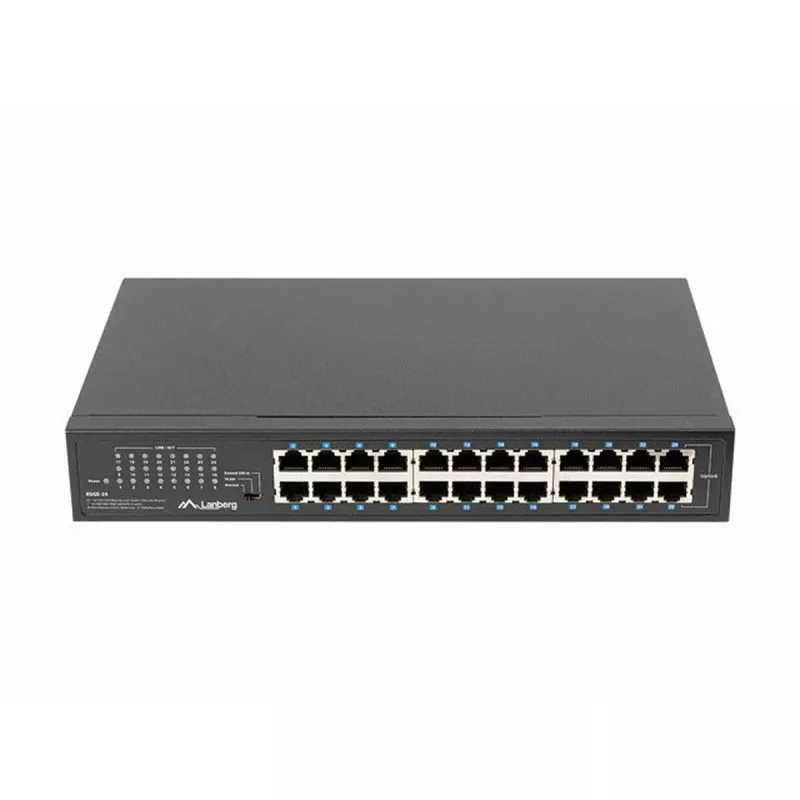Switch não gerido LANBERG RSGE-24 — 24× Gigabit Ethernet 1U, montagem em rack, preto