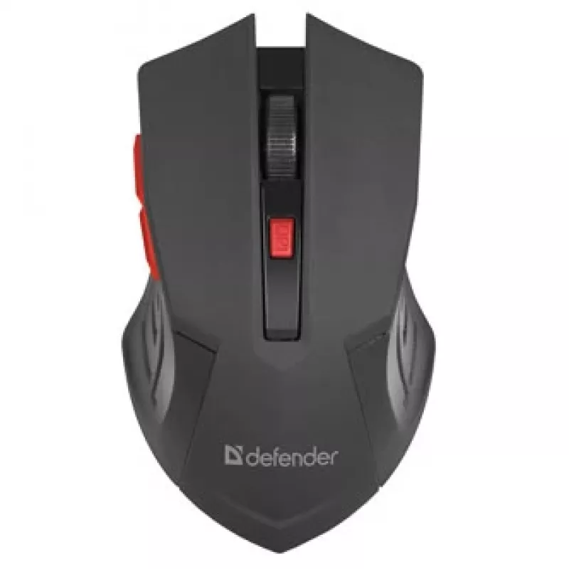 Rato sem fios DEFENDER ACCURA MM-275 RF, ótico, ambidestro, 1600 DPI, recetor USB RF, 5–6 botões, preto/vermelho