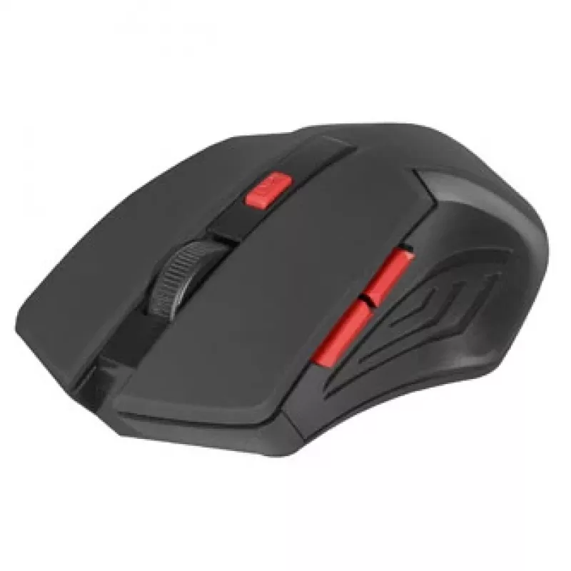 Rato sem fios DEFENDER ACCURA MM-275 RF, ótico, ambidestro, 1600 DPI, recetor USB RF, 5–6 botões, preto/vermelho