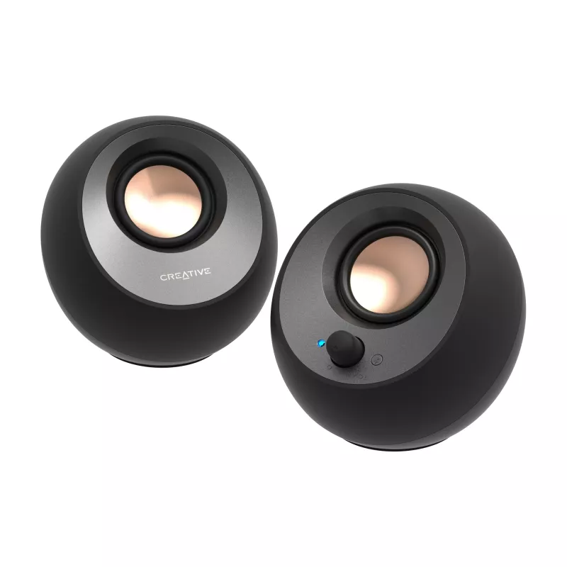 Colunas de secretária CREATIVE Pebble V3 Minimalistas 2.0 USB-C com áudio USB, Clear Dialog Enhancement, Bluetooth 5.0, 8W RMS com 16W de potência de pico