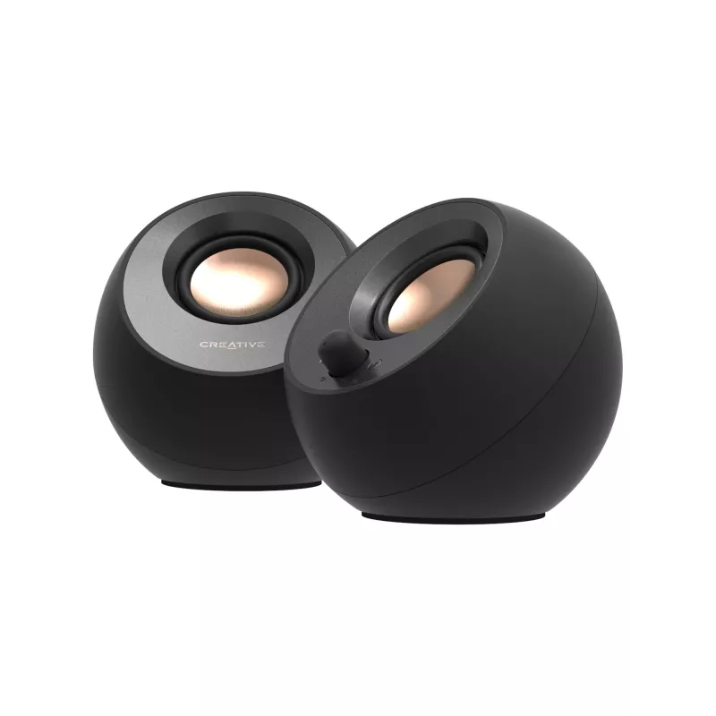 Colunas de secretária CREATIVE Pebble V3 Minimalistas 2.0 USB-C com áudio USB, Clear Dialog Enhancement, Bluetooth 5.0, 8W RMS com 16W de potência de pico