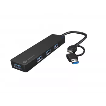 Hub USB NATEC Mayfly USB 3.2 Gen 1 Type-A Type-C 5000 Mbit/s preto