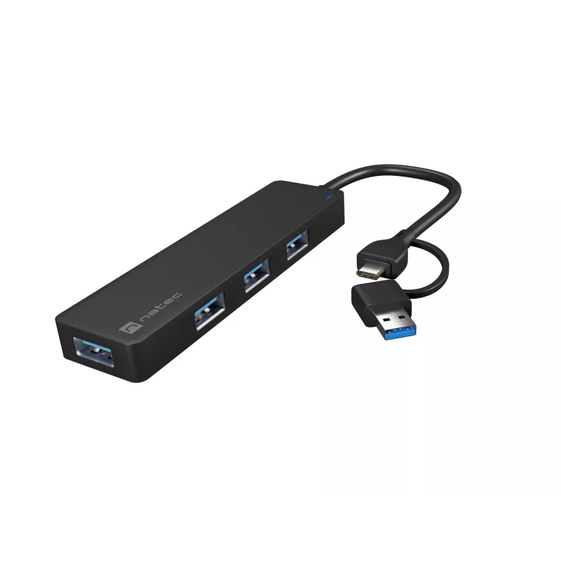 Hub USB NATEC Mayfly USB 3.2 Gen 1 Type-A Type-C 5000 Mbit/s preto
