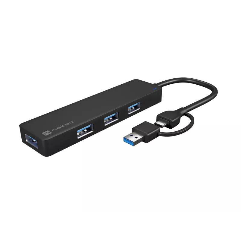 Hub USB NATEC Mayfly USB 3.2 Gen 1 Type-A Type-C 5000 Mbit/s preto