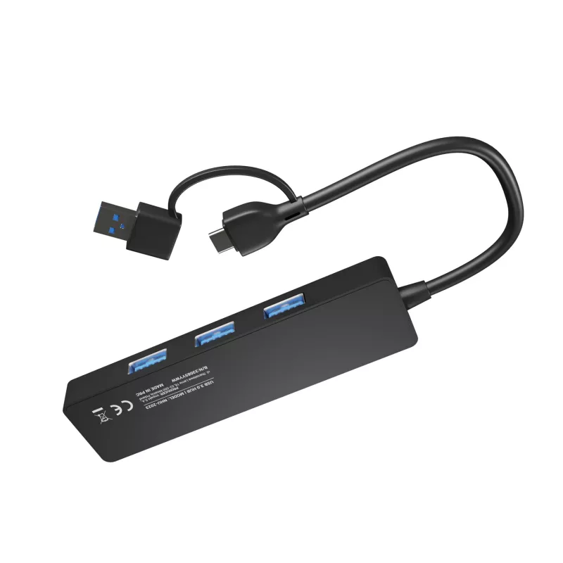 Hub USB NATEC Mayfly USB 3.2 Gen 1 Type-A Type-C 5000 Mbit/s preto