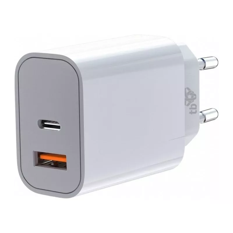 Carregador universal 2x3A USB C + USB A Power Delivery Branco