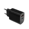 Carregador de parede 2x3A USB-C + USB-A Power Delivery preto