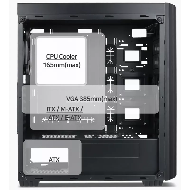 Caixa de computador Gembird Fornax K500 ATX, Midi-Tower, Preta