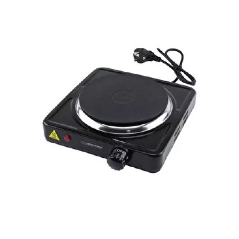 Placa de cozinha fechada ESPERANZA ST. HELENS 1 zona, botão rotativo, 1×1000 W, 15,5 cm, bancada, preto