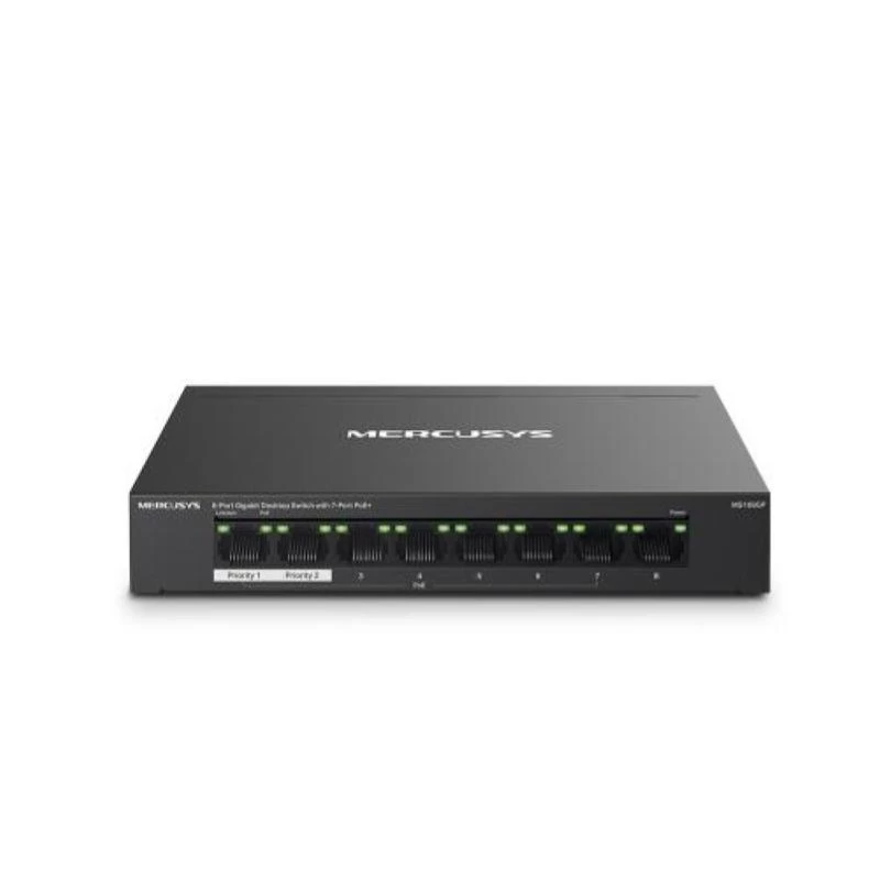 Switch de secretária Mercusys MS108GP 8 portas Gigabit com 7 portas PoE