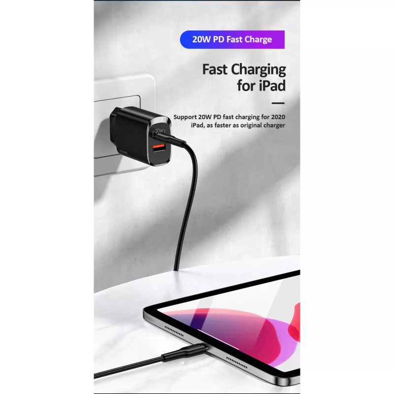 Carregador usams T35 20W PD3 USB-C para USB adaptador de carregamento rápido
