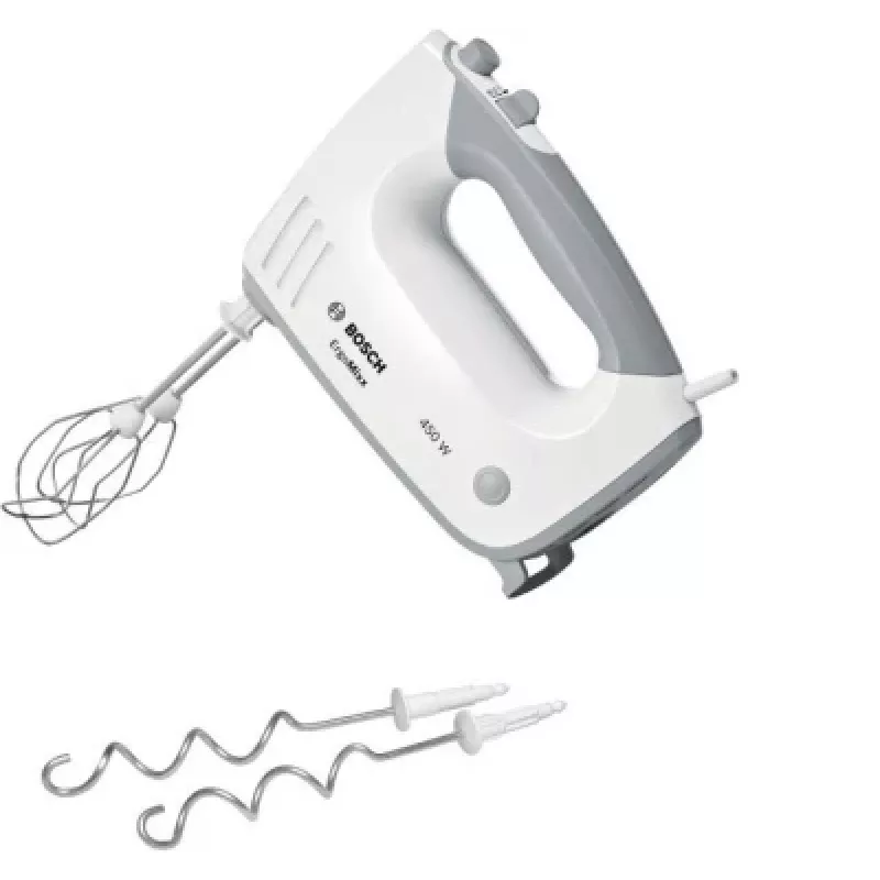 Batedeira manual Bosch MFQ36400 — 450 W, 5 velocidades, turbo, cabo de 1,3 m, cinzento/branco