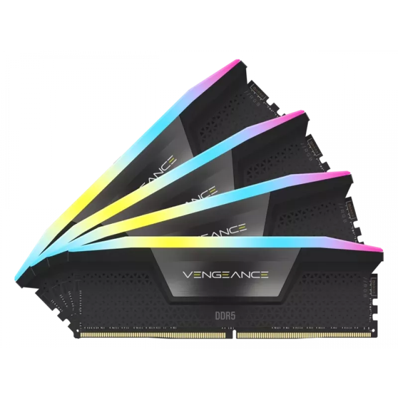DIMM 64 GB DDR5-6000 (4x 16 GB) Quad-Kit, Memória RAM preta, CMH64GX5M4B6000C36, Vengeance RGB, INTEL XMP