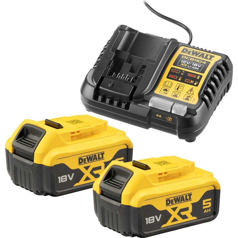 Conjunto de bateria e carregador DeWALT DCB1104P2 18 V 5,0 Ah (2 baterias, carregador)
