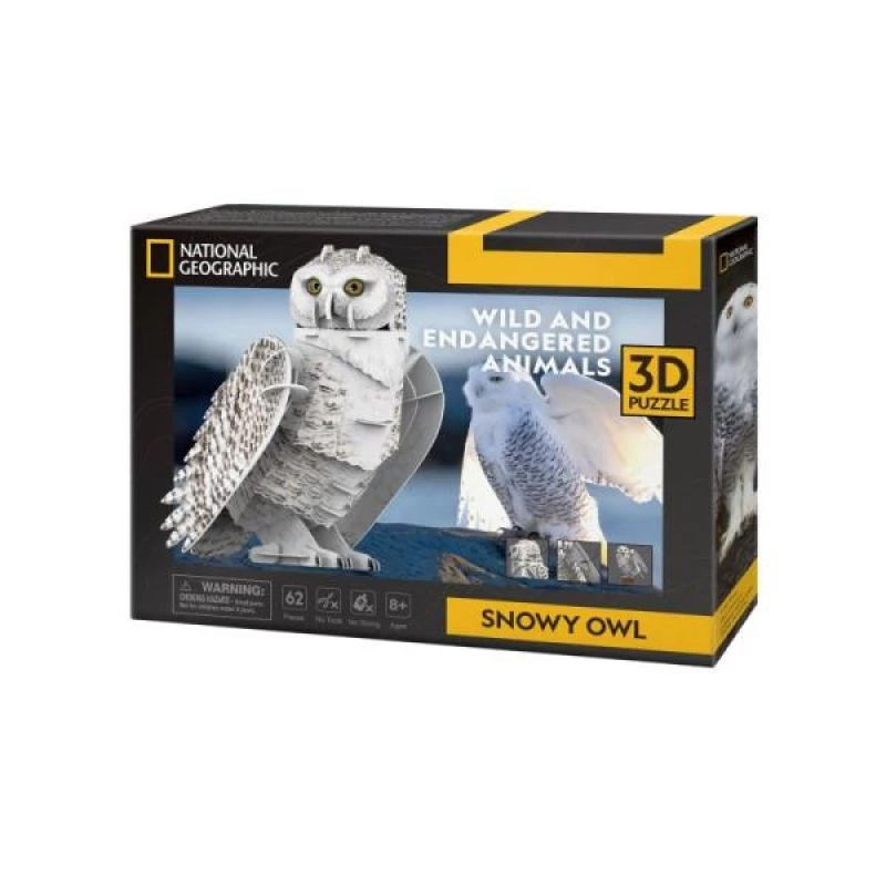 Puzzle 3D CubicFun NG Snowy Owl 32 peças animais a partir dos 8 anos