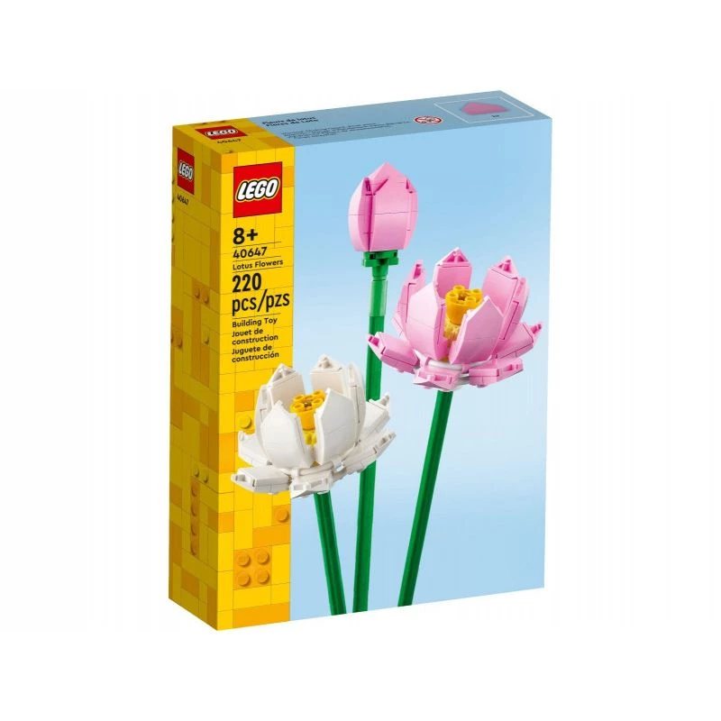Conjunto de construção LEGO 40647 Lotus Flowers — modelo modular da Botanical Collection, 220 peças, altura 300 mm, idade 8+