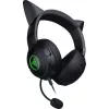 Kraken Kitty V2 - Preto, Auscultadores gaming, Orelhas de gato, Iluminação reativa a streams, Microfone cardioide HyperClear, Drivers TriForce de 40 mm, Microfone integrado nas almofadas, Razer Chroma RGB (orelhas e almofadas), Som surround: Disponível apenas em