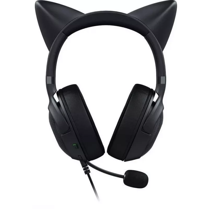 Kraken Kitty V2 - Preto, Auscultadores gaming, Orelhas de gato, Iluminação reativa a streams, Microfone cardioide HyperClear, Drivers TriForce de 40 mm, Microfone integrado nas almofadas, Razer Chroma RGB (orelhas e almofadas), Som surround: Disponível apenas em