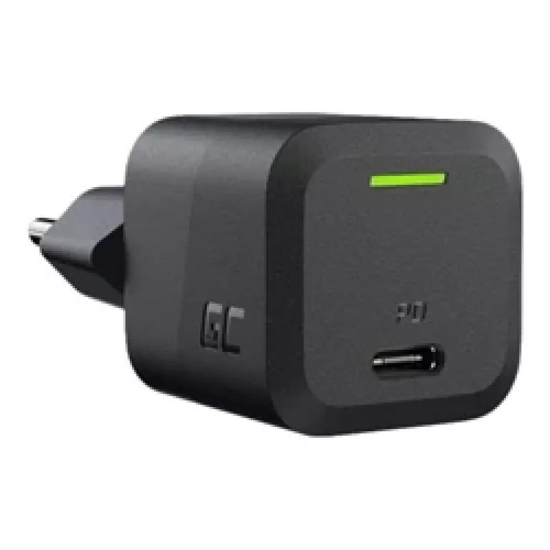 Carregador para dispositivos móveis Green Cell CHARGC06, USB-C 33W, Quick Charge 3.0, entrada AC 100–240V, preto