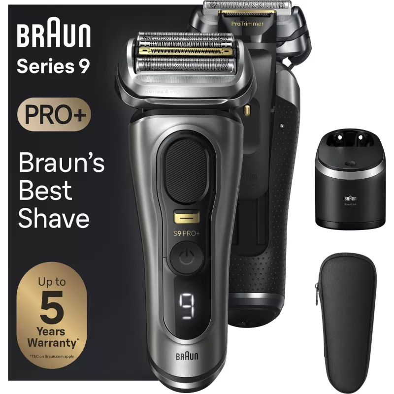 Braun Series 9 Pro+ 9565cc máquina de barbear de rede para uso húmido e seco com aparador Metallic