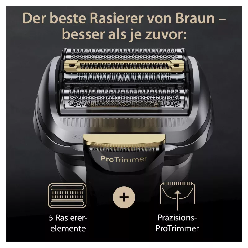 Braun Series 9 Pro+ 9565cc máquina de barbear de rede para uso húmido e seco com aparador Metallic