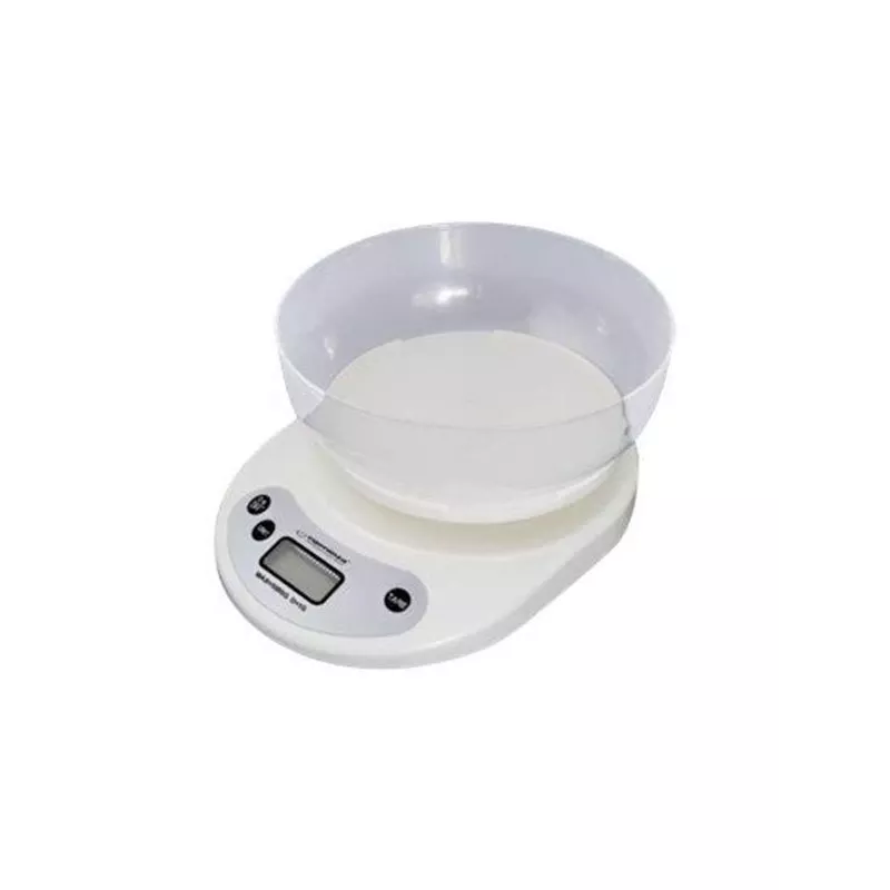 Balança de cozinha eletrónica ESPERANZA EKS007 — capacidade de 5 kg, precisão de 1 g, branco