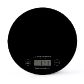 Esperanza EKS003K Balança de cozinha preta superfície plana redonda Balança de cozinha eletrónica