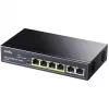 Switch de rede Cudy FS1006P Fast Ethernet 6 portas (4 PoE, 1 PoE+) 10/100 Mbit/s, largura de banda 1,2 Gbit/s, caixa metálica, montagem em rack/parede