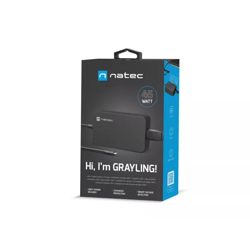 Fonte de alimentação NATEC Grayling USB-C 45W universal preto