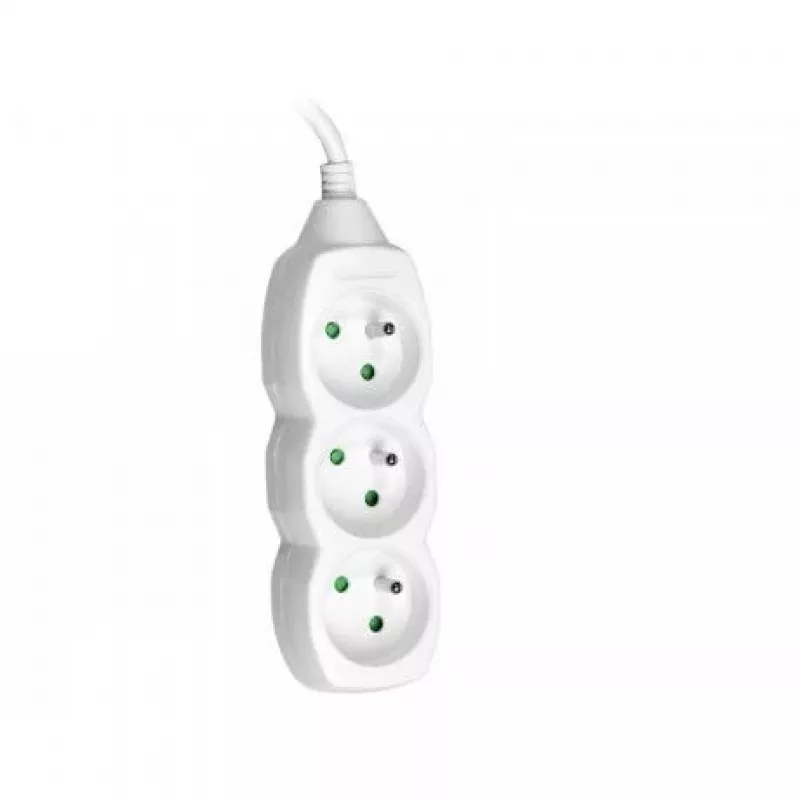 Tracer PowerCord cabo de extensão, 3 tomadas, 3 m, branco