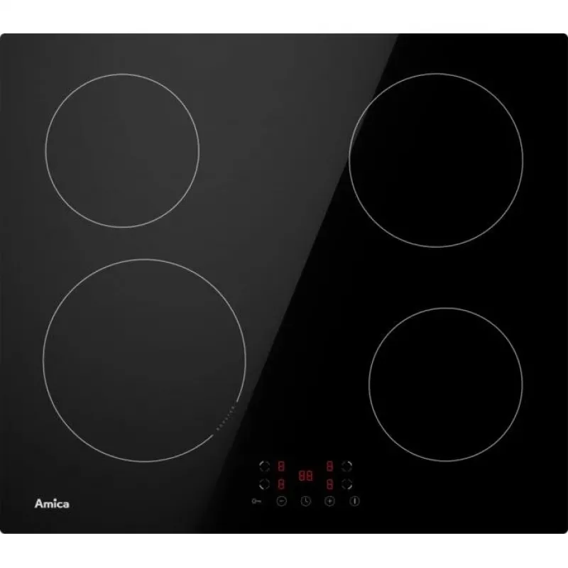 Placa de indução AMICA PI6501, 4 zonas de cozedura, controlo tátil