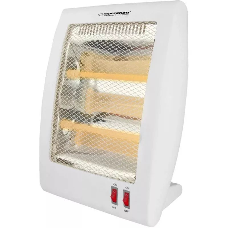 Aquecedor elétrico de quartzo ESPERANZA EHH010 400W/800W, branco, cabo de 1,2 m, botões, termostato ajustável