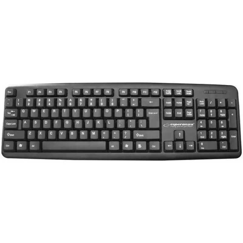 Teclado com fios ESPERANZA EK134 Full-Size 100% USB, preto, cabo de 1,45 m