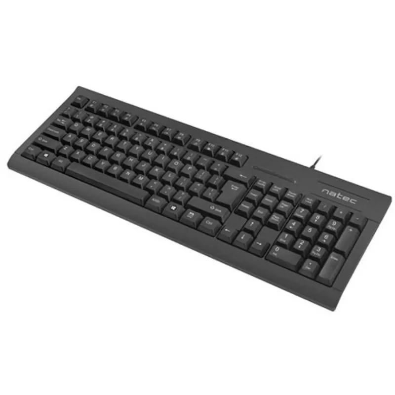 Teclado completo com fios NATEC MORAY Home/Office USB QWERTY US International preto, 104 teclas, teclado numérico