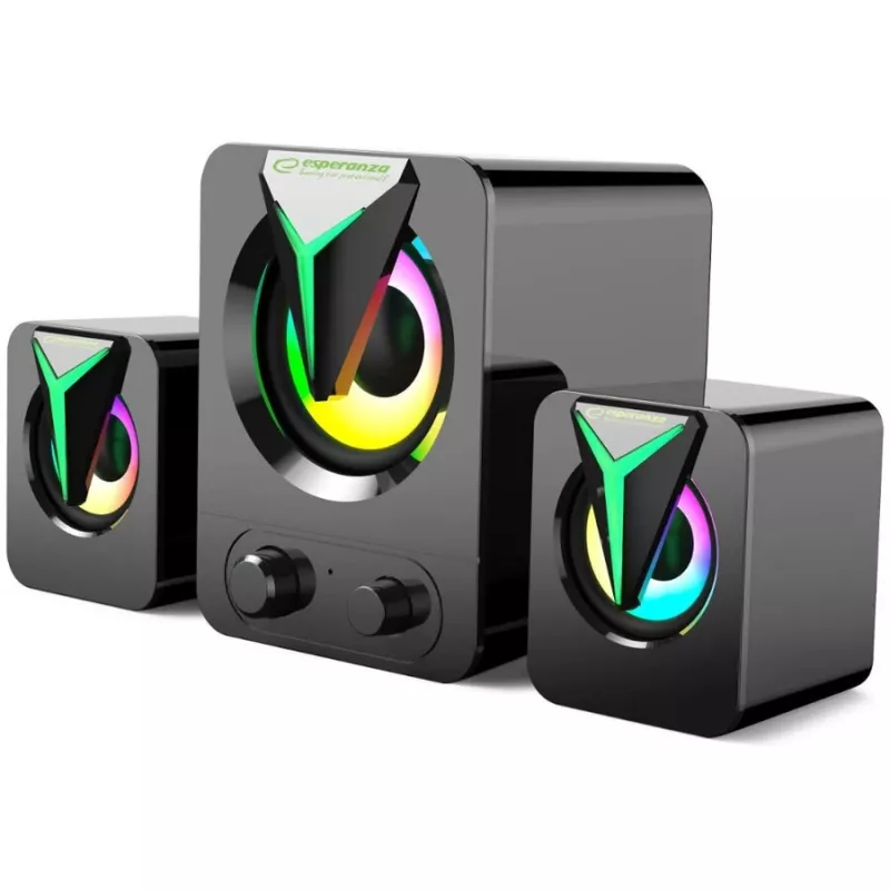 Altifalante Esperanza EGS107 2.1 USB LED 5 W preto