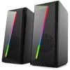 Esperanza EGS106 Rainbow Nortec colunas 2.0, 6 W (2x3 W), alimentadas por USB, mini-jack de 3,5 mm, LED RGB, pretas