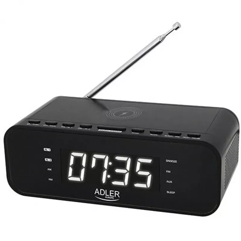 Despertador com Rádio, Alarme e Carregador Sem Fios Adler AD 1192B