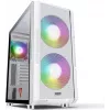 Caixa de PC MODECOM AMIRANI ARGB Midi Tower branca — ATX/ITX, GPU 35 cm, dissipador de CPU 16,5 cm, 2 ventoinhas de 200 mm