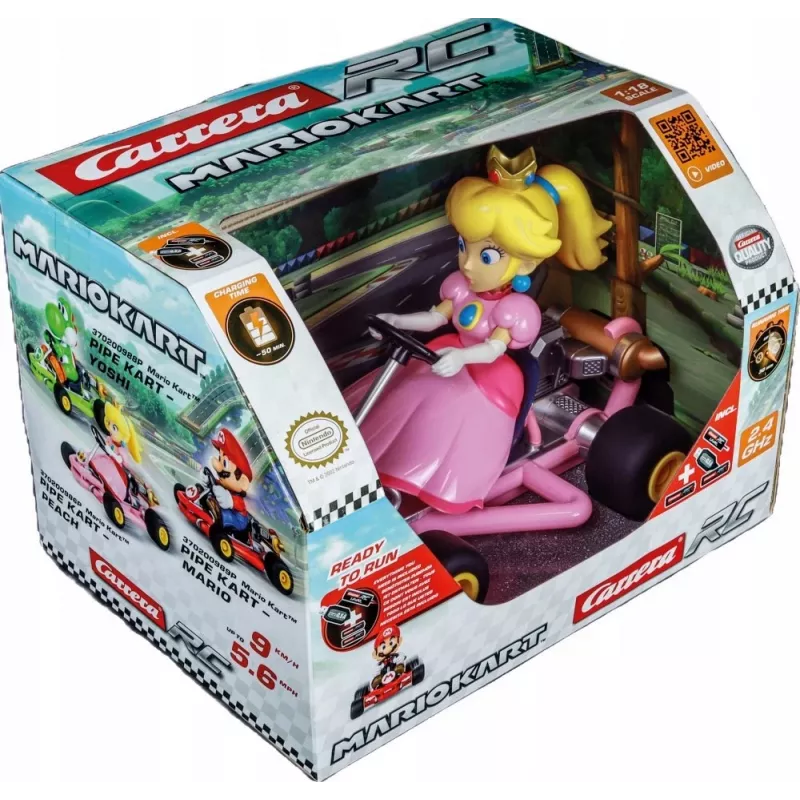 Carrera RC 370200986P Mario Kart Pipe Kart Peach, 2,4 GHz, autonomia da bateria de 30 min, a partir dos 6 anos