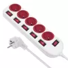 Extensão de alimentação Maclean, 5 tomadas, com interruptores, 250VAC/10A, 1.5m, MCE204 R/W
