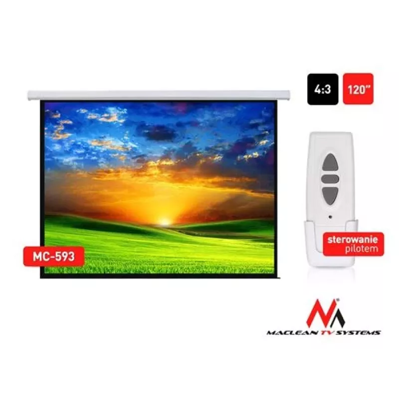 Tela de projeção elétrica Maclean MC-593 com comando, 120