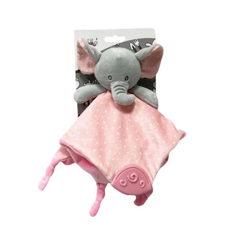 Peluche TULILO Milly elefante rosa 25 x 25 cm, peluche macio para bebés