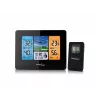 GreenBlue GB526 estação meteorológica digital sem fios com relógio DCF, ecrã a cores, temperatura interior e exterior, humidade, pressão, previsão do tempo, fases da lua, preta